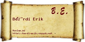 Bérdi Erik névjegykártya